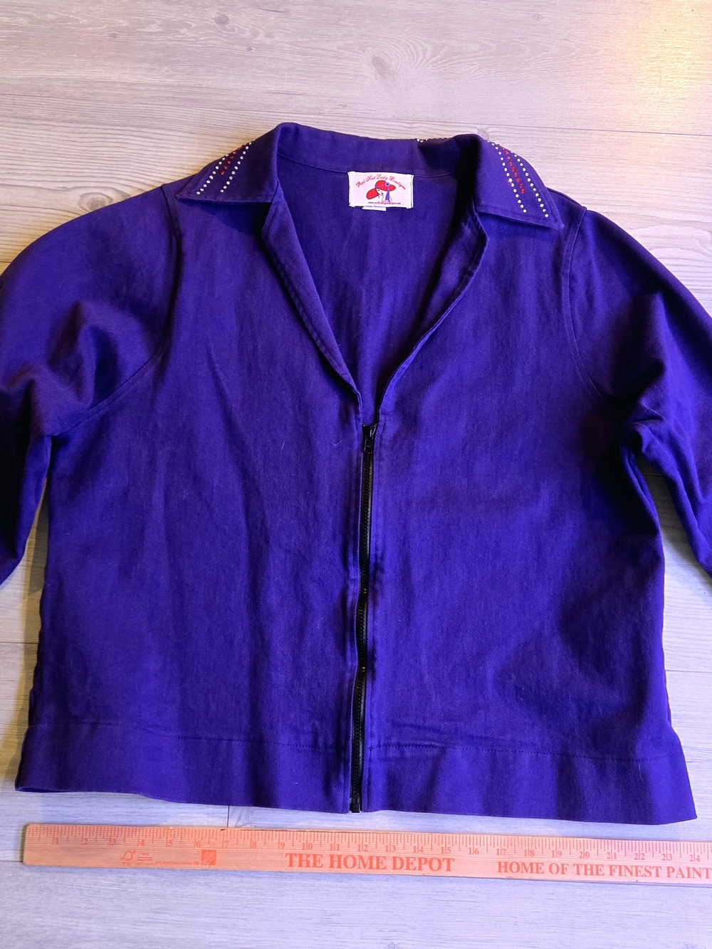 Red Hat Lady Boutique Purple Rhinestone Zip-Up Jacket